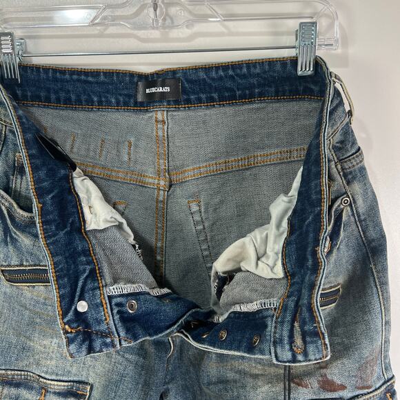 Bluecarats Spade Slim Fit Cargo Pockets Jeans Distressed Utility Punk - Picture 6 of 9